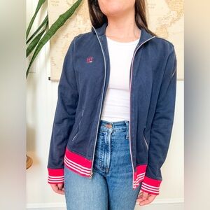 Vintage 00s Tommy Hilfiger Blue and Red Embroidered Jacket